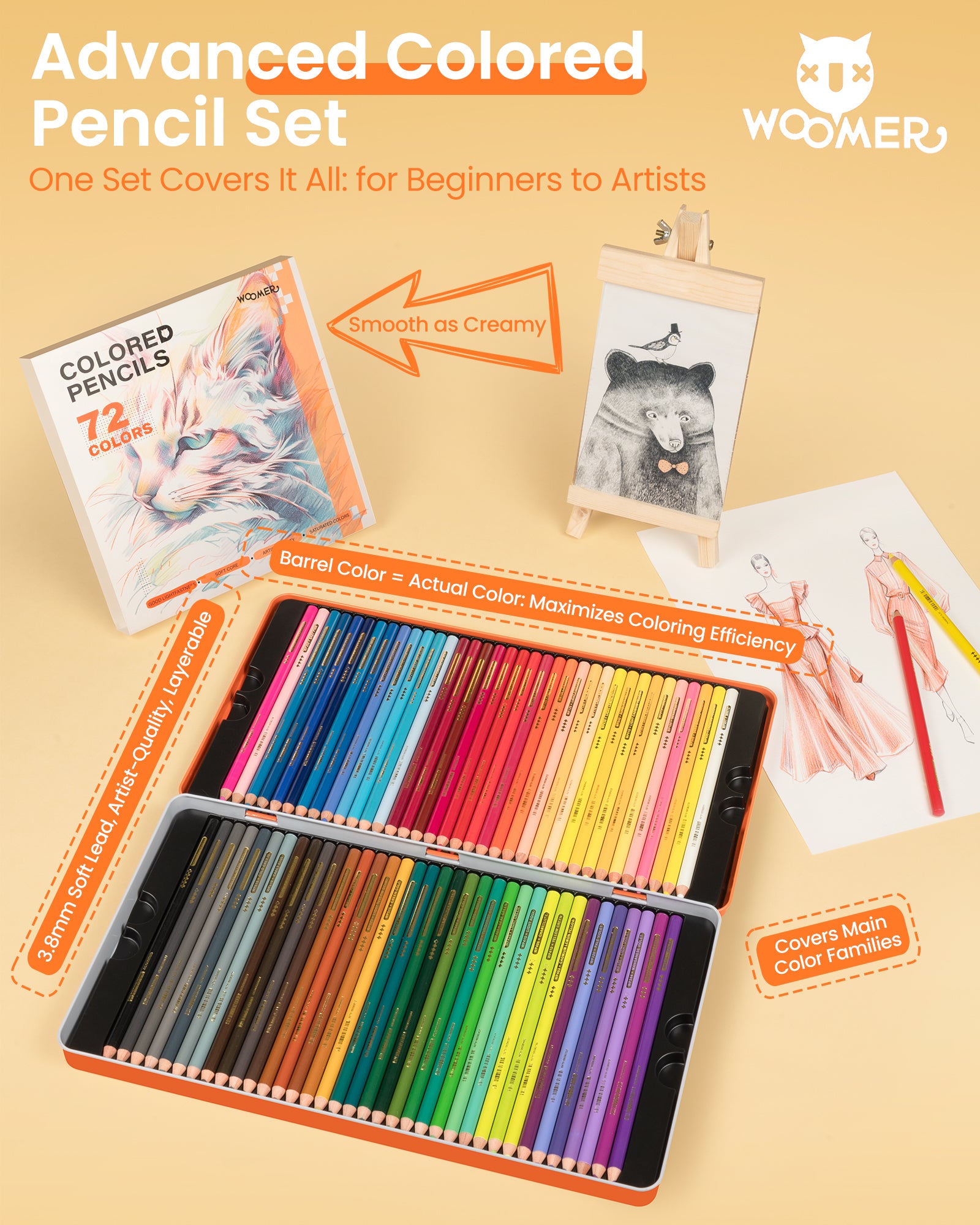 Woomer Quality 72 Colored Pencils for Artists – Woomer Art