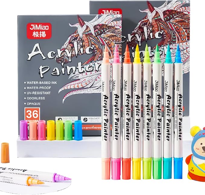 Woomer 12-Color Dual-Tip Brush Marker Set