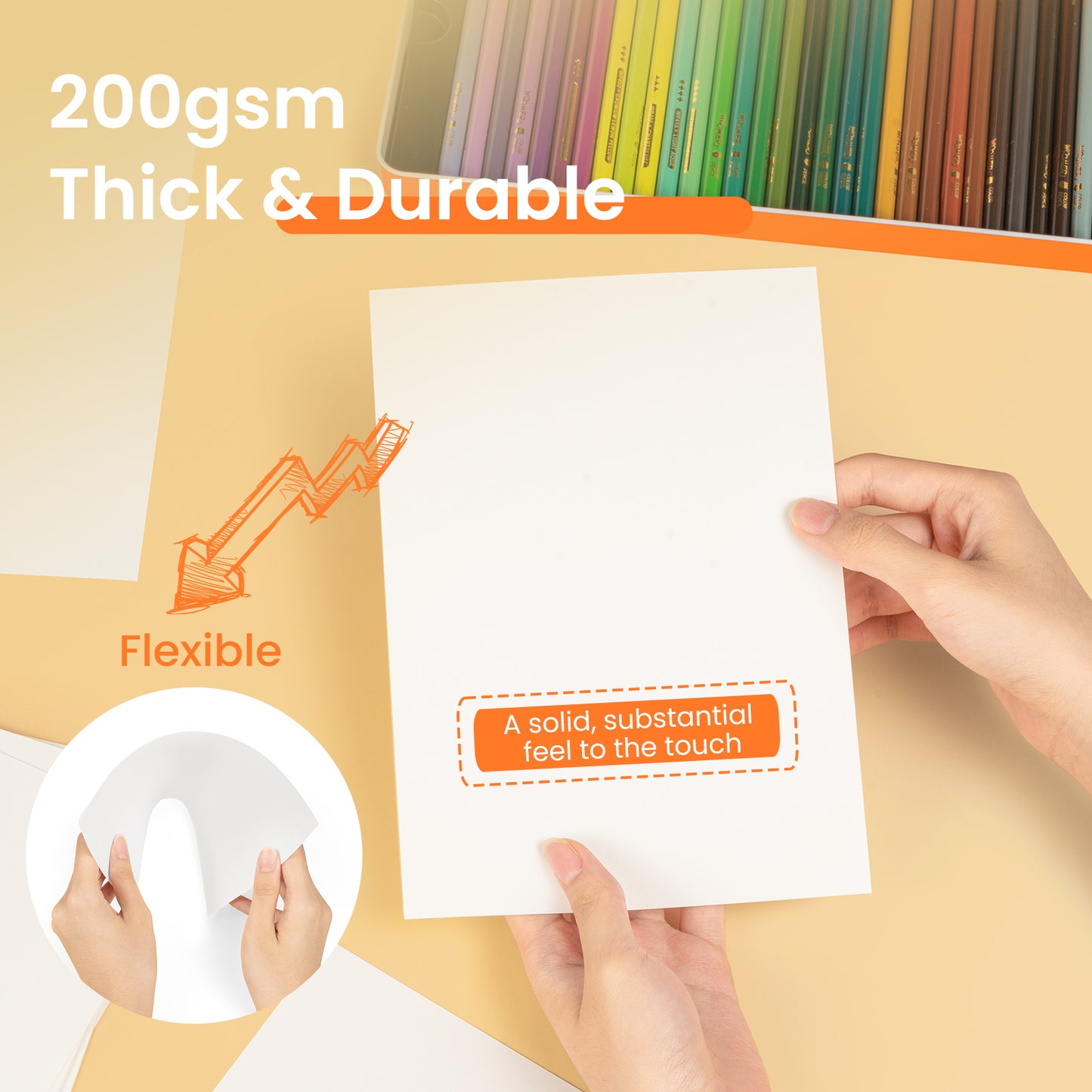 Woomer Fine-grain Colored Pencil Paper– 5.83x8.27in,200 gsm,Double-Sided, 20 Sheets
