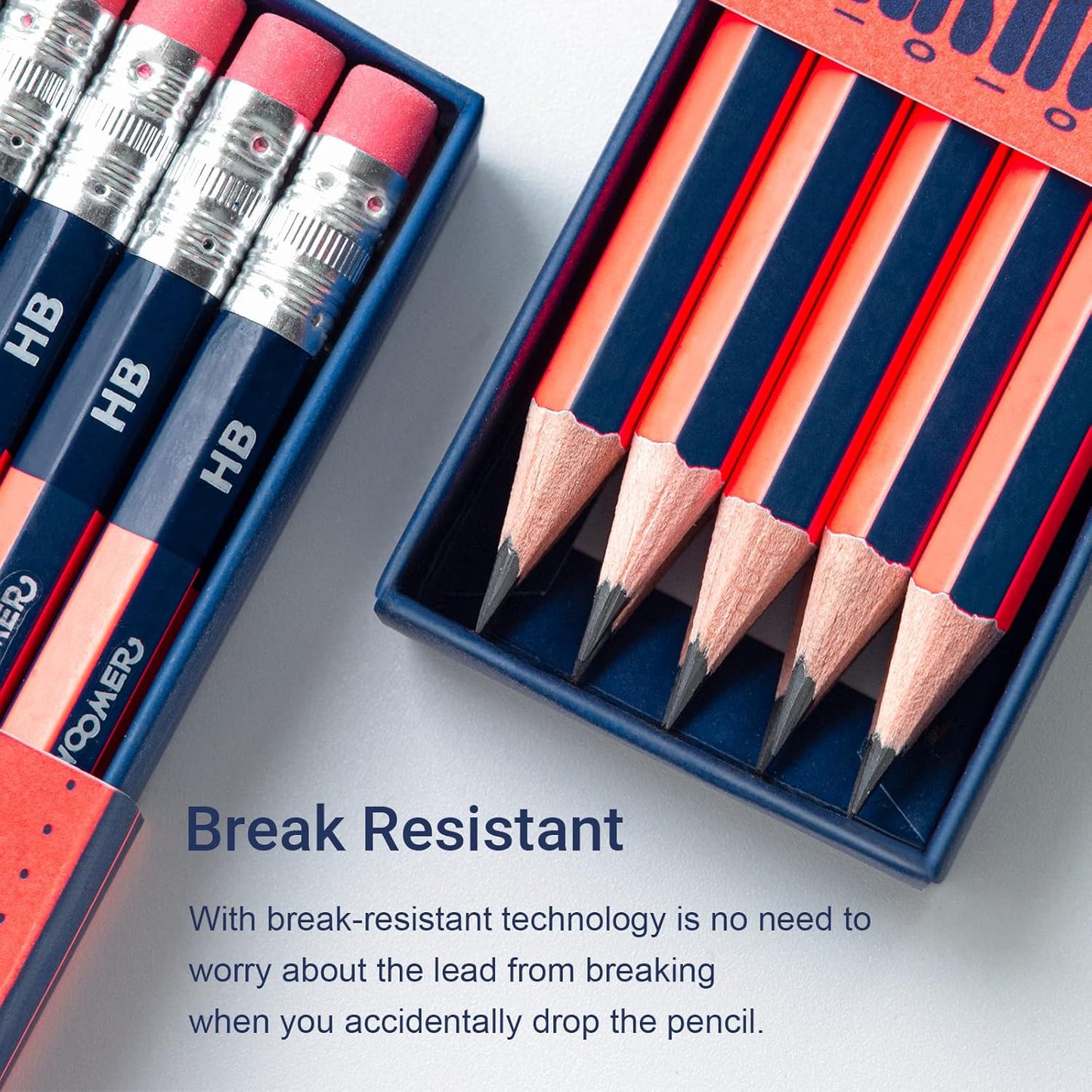 Woomer HB Pencils Set of 10 Pre-sharpened Pencils with Eraser