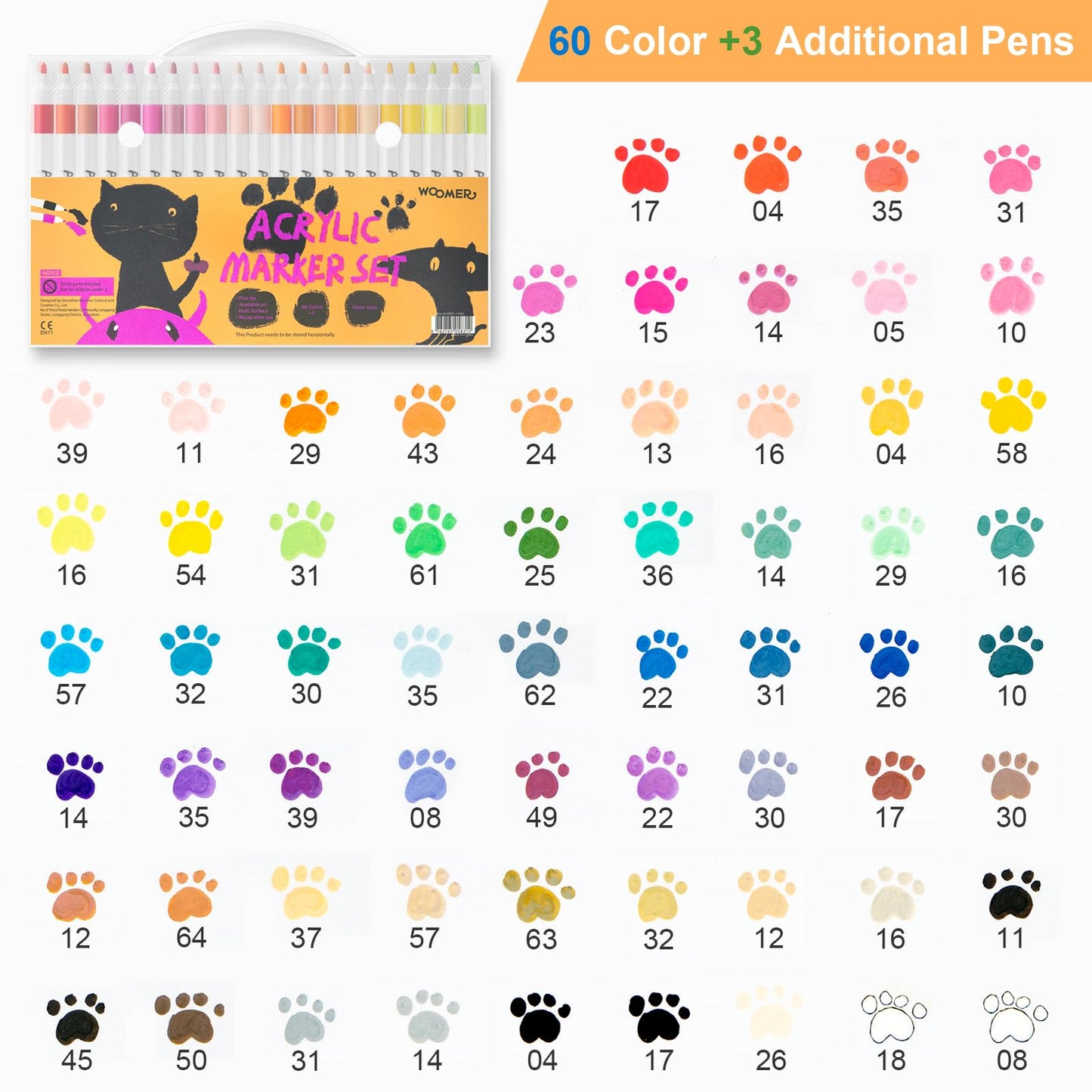 Woomer 63 Colors Acrylic Paint Pens
