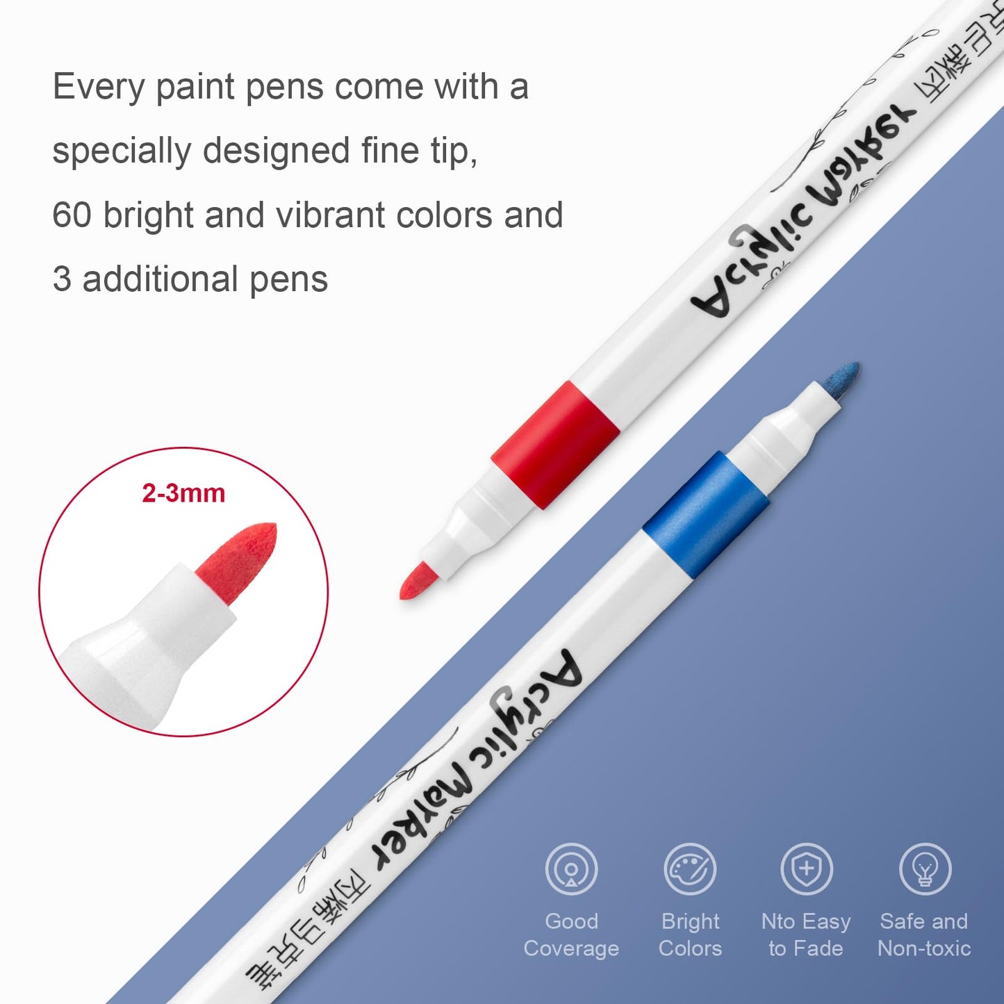 Woomer 63 Colors Acrylic Paint Pens