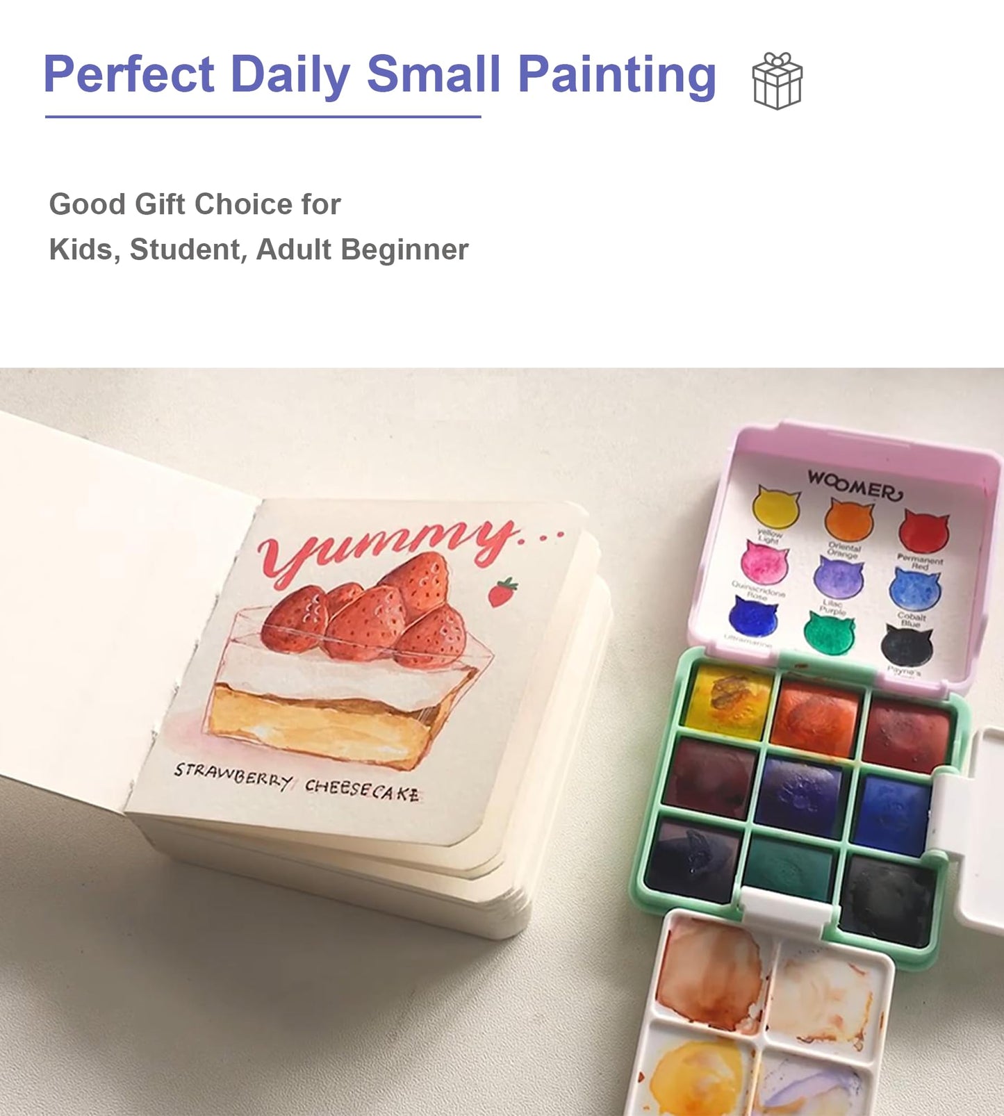 Set de acuarelas de bolsillo Woomer de 9 colores: kit de arte portátil para viajes