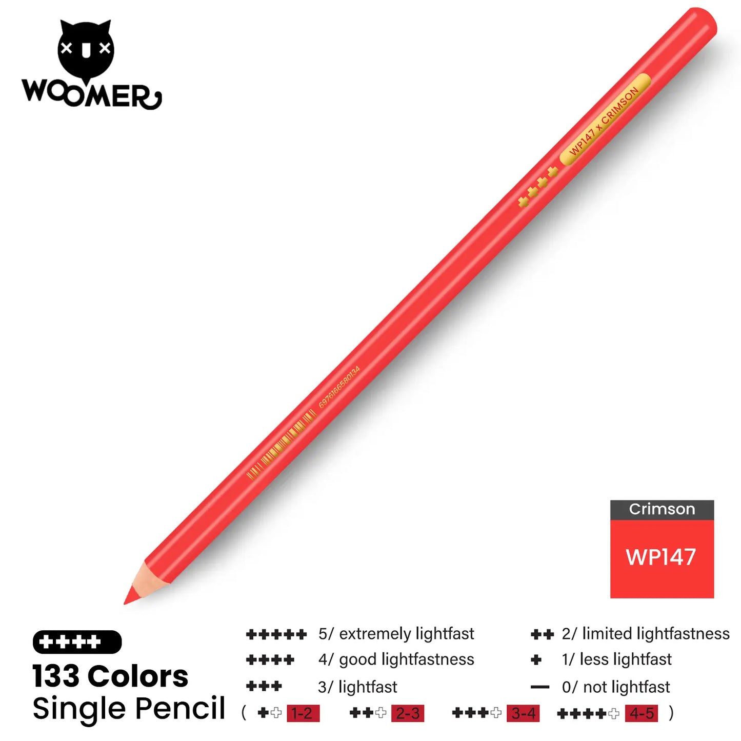 Woomer Single Colored Pencil Red (2 PCS)