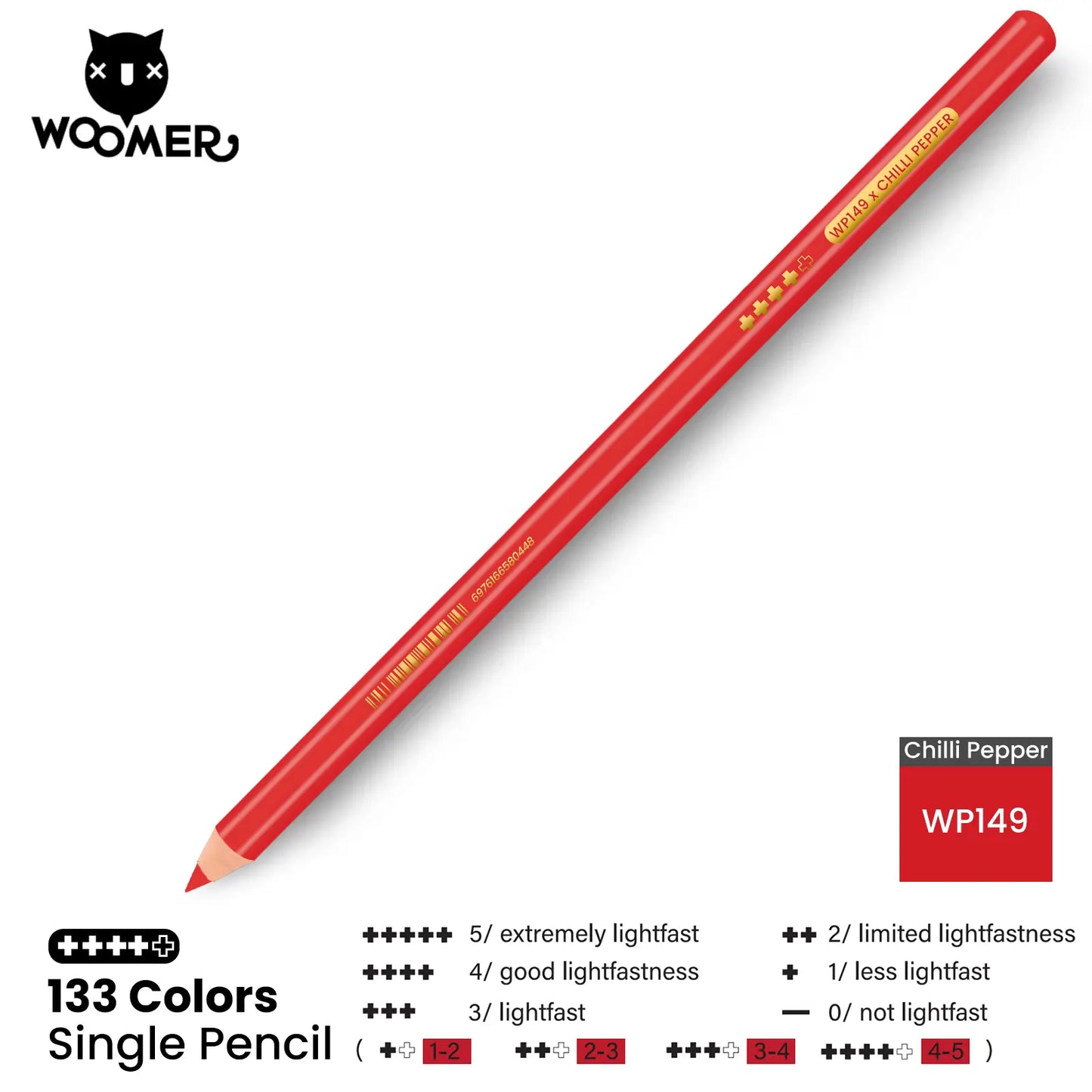 Woomer Single Colored Pencil Red (2 PCS)