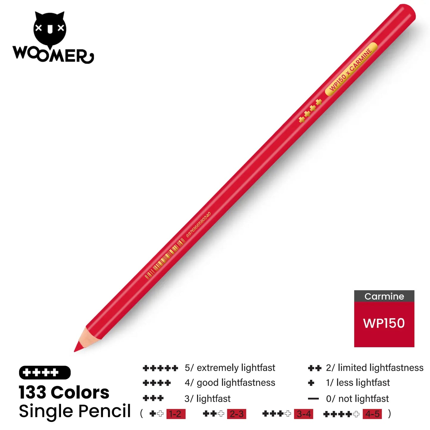 Woomer Single Colored Pencil Red (2 PCS)