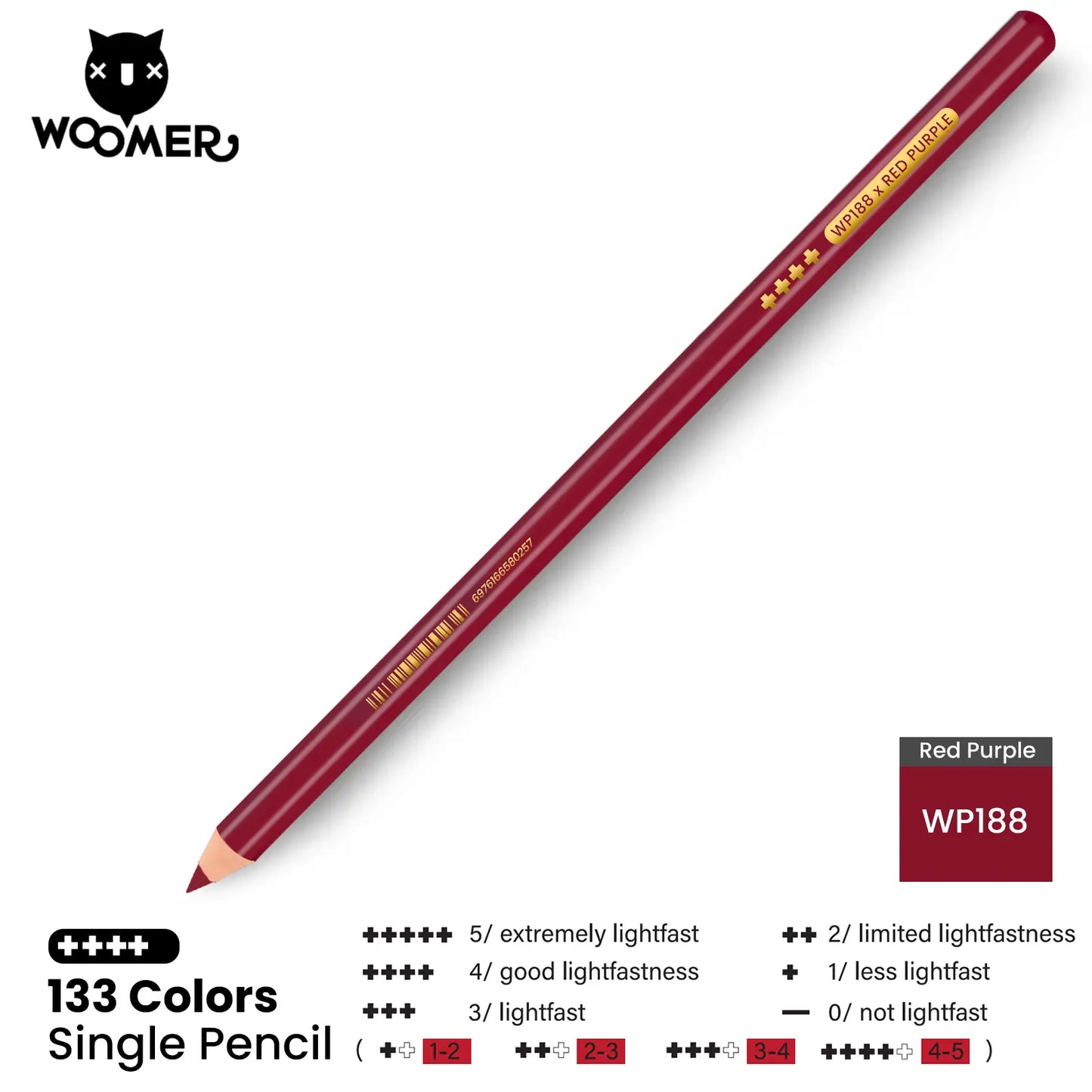 Woomer Single Colored Pencil Red (2 PCS)