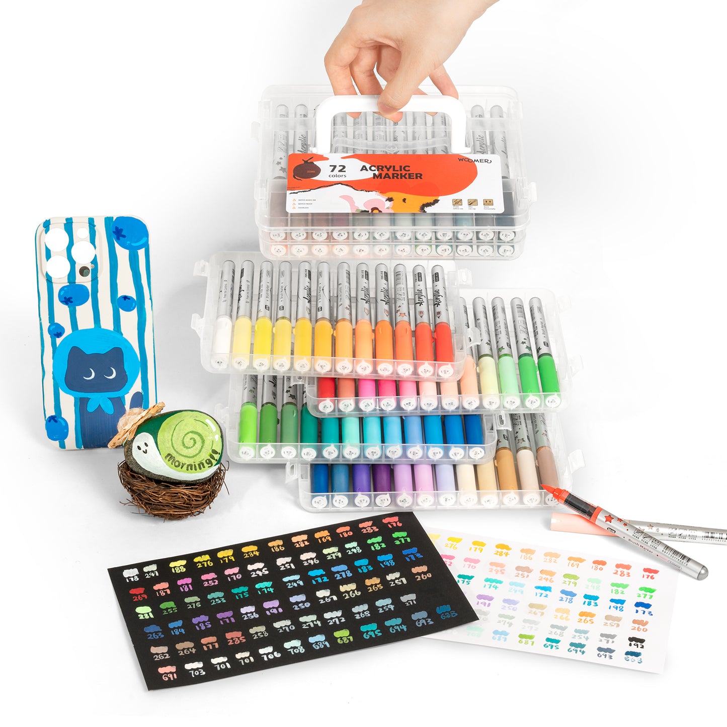Marqueurs de peinture acrylique Woomer 72 couleurs 