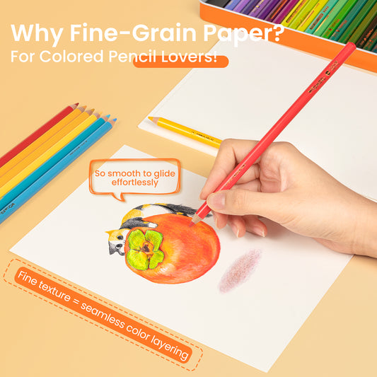 Woomer Fine-grain Colored Pencil Paper– 5.83x8.27in,200 gsm,Double-Sided, 20 Sheets