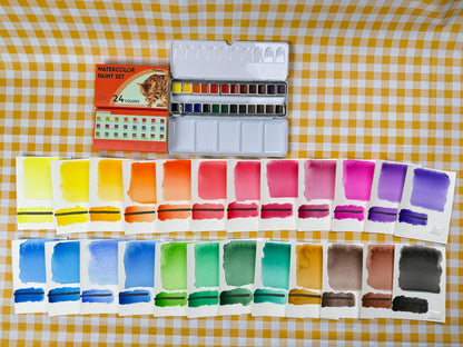Woomer 24 Watercolor Paint Set - Solid Transparent Watercolor Paint for Professional