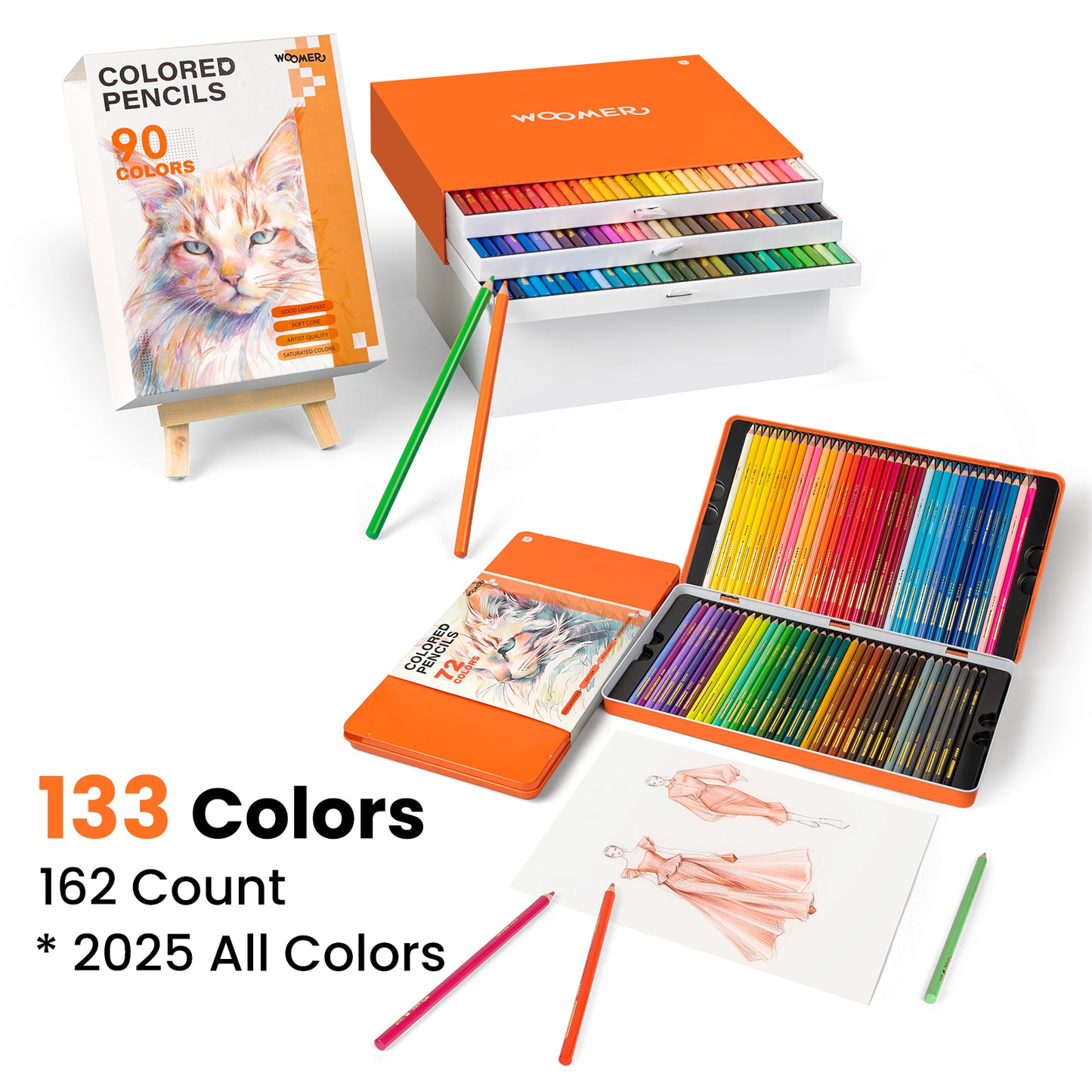 Woomer 133 Colored Pencils Set