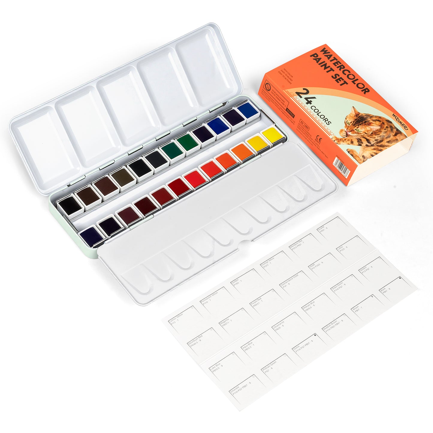 Woomer 24 Watercolor Paint Set - Solid Transparent Watercolor Paint for Professional