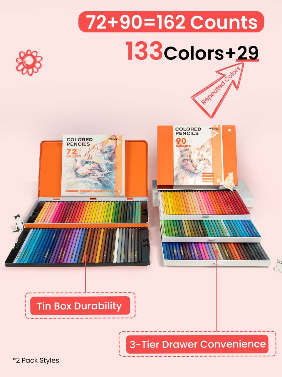Woomer 133 Colored Pencils Set