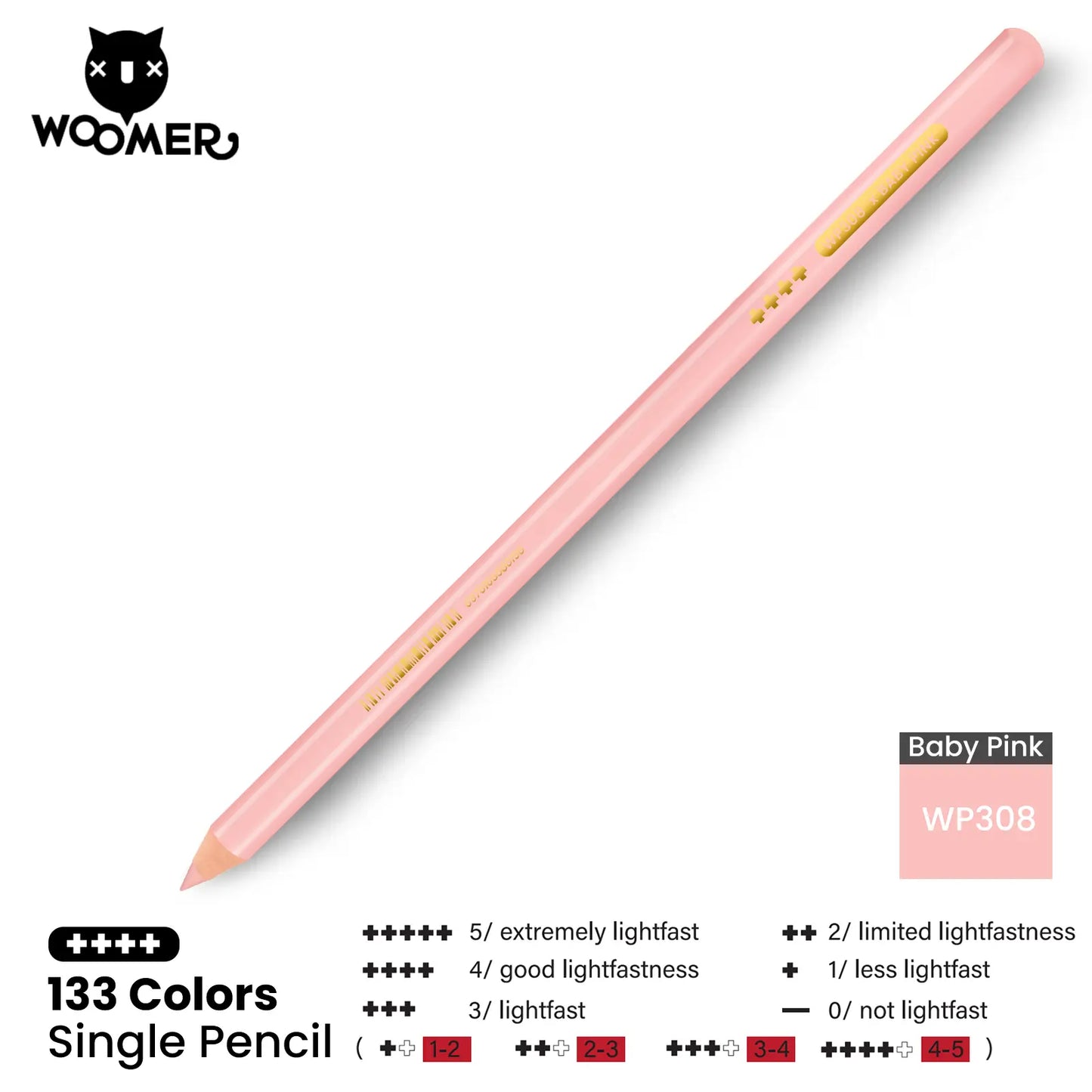 Woomer Single Colored Pencil Pink (2 PCS)