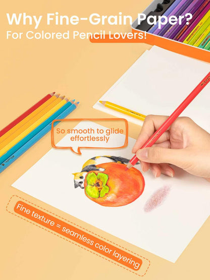 Woomer Fine-grain Colored Pencil Paper– 5.83x8.27in,200 gsm,Double-Sided, 20 Sheets