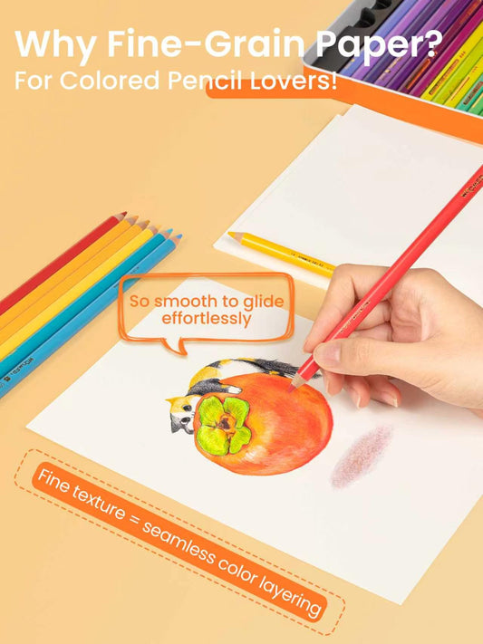 Woomer Fine-grain Colored Pencil Paper– 5.83x8.27in,200 gsm,Double-Sided, 20 Sheets