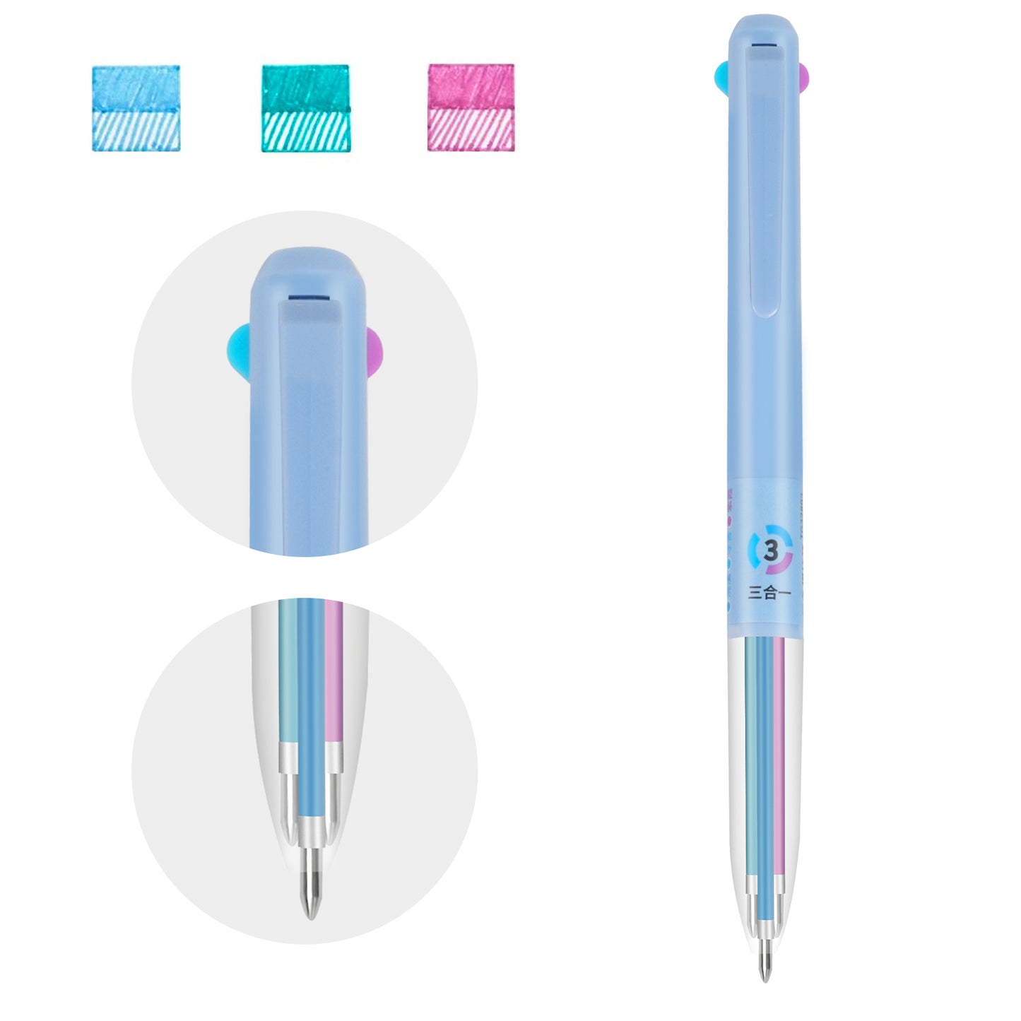 Bolígrafos de gel retráctiles Woomer 3 en 1: 0,5 mm, 6 unidades en 18 colores 