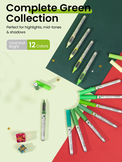 Woomer Green Tone Acrylic Paint Marker Set