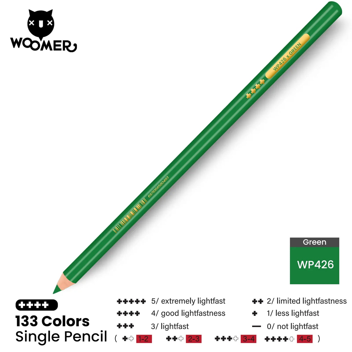 Woomer Single Colored Pencil Green (2 PCS)