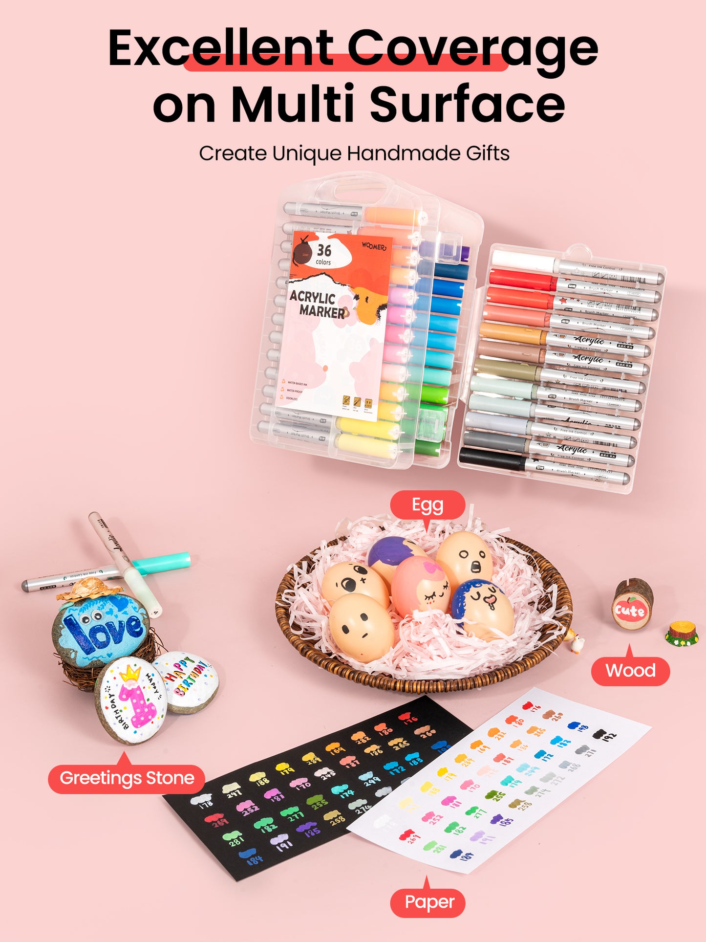 Woomer 36 Colors Acrylic Paint Markers