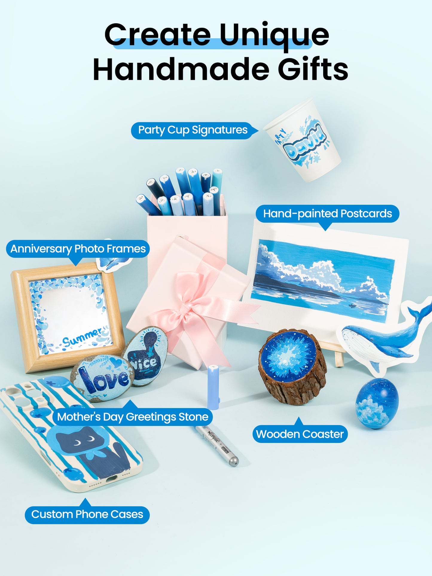Woomer Blue Tone Acrylic Paint Marker Set