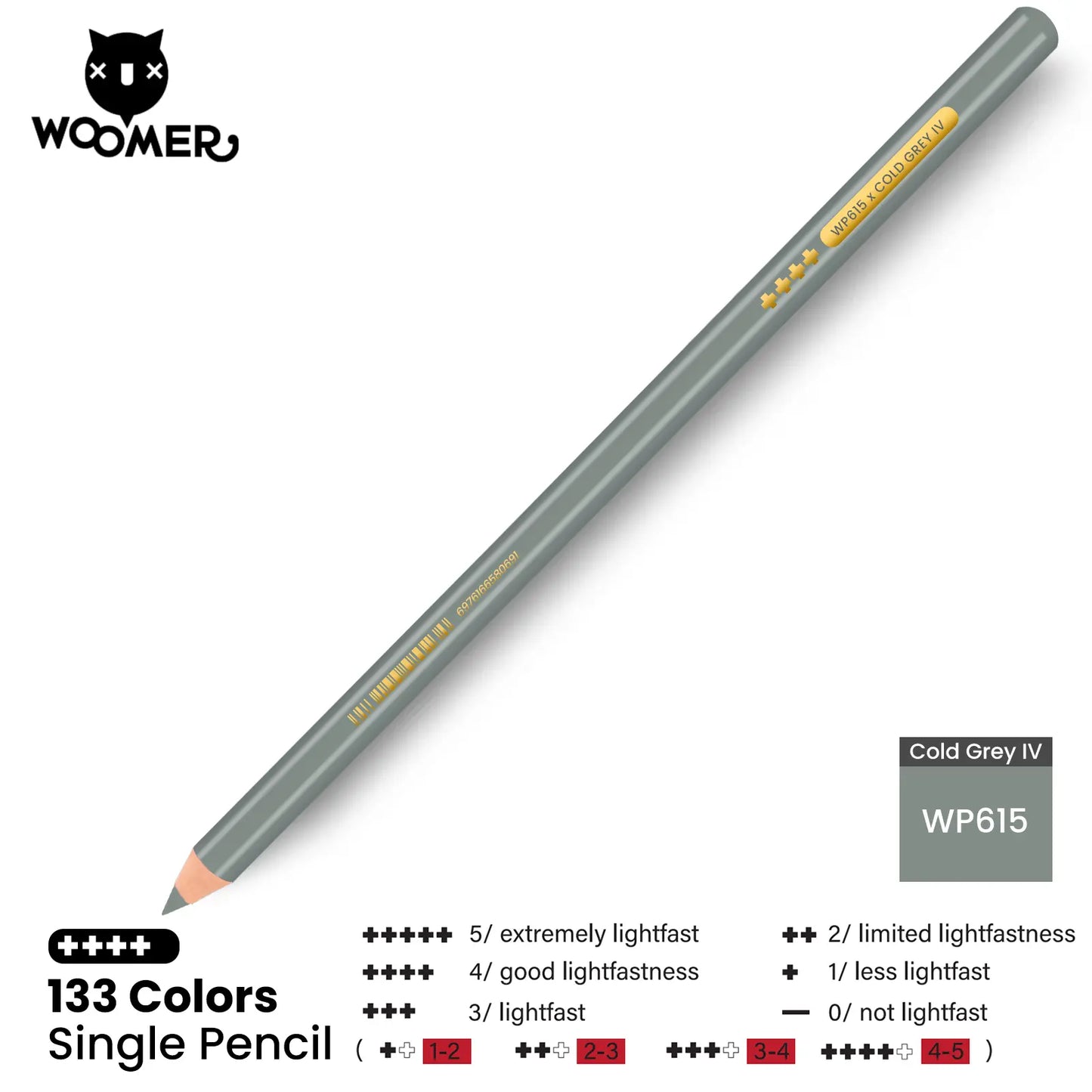 Woomer Single Colored Pencil Gray (2 PCS)