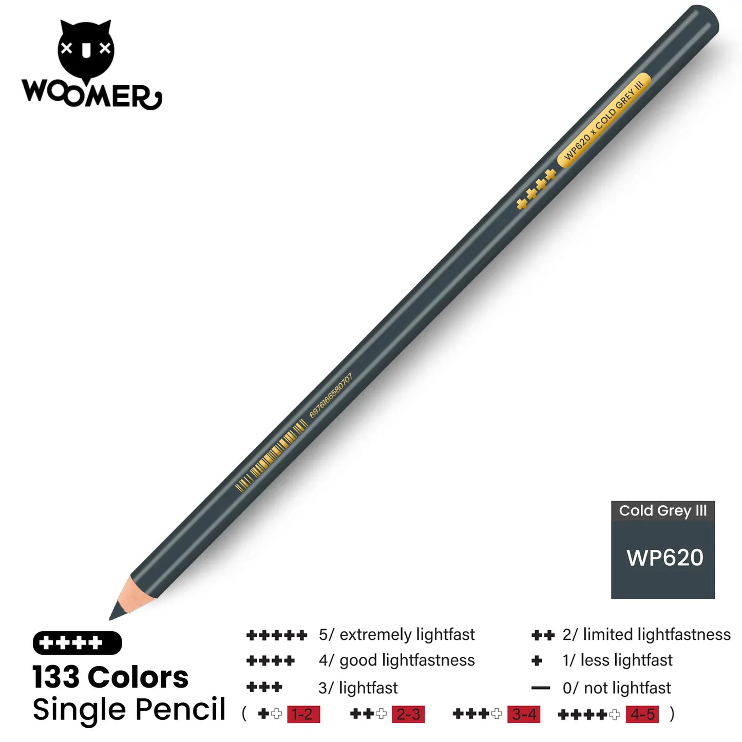 Woomer Single Colored Pencil Gray (2 PCS)