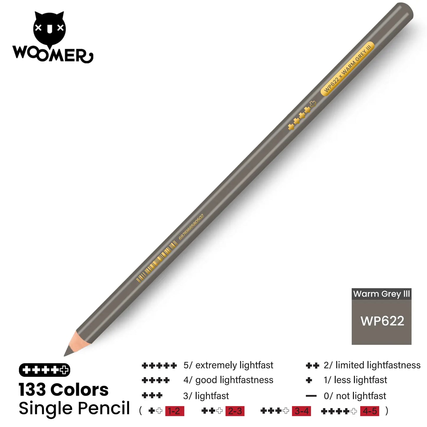 Woomer Single Colored Pencil Gray (2 PCS)