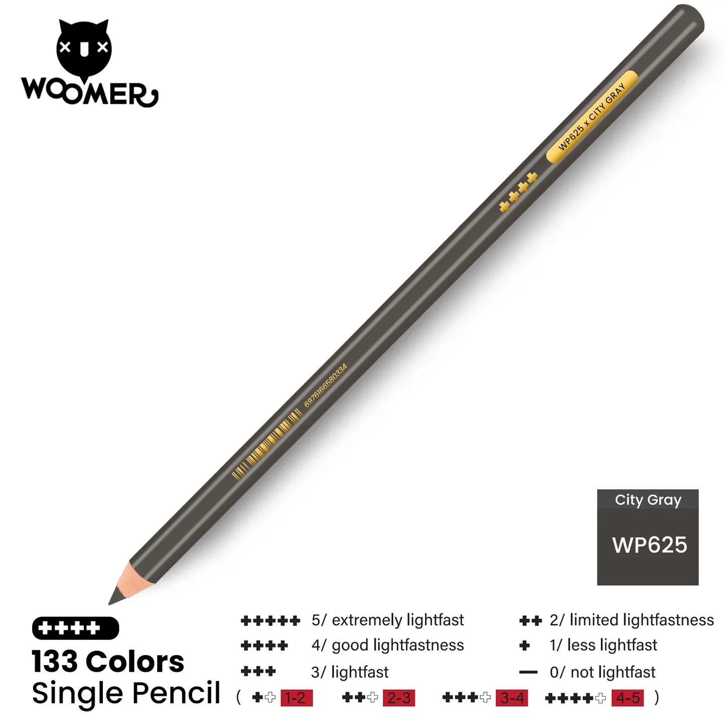 Woomer Single Colored Pencil Gray (2 PCS)