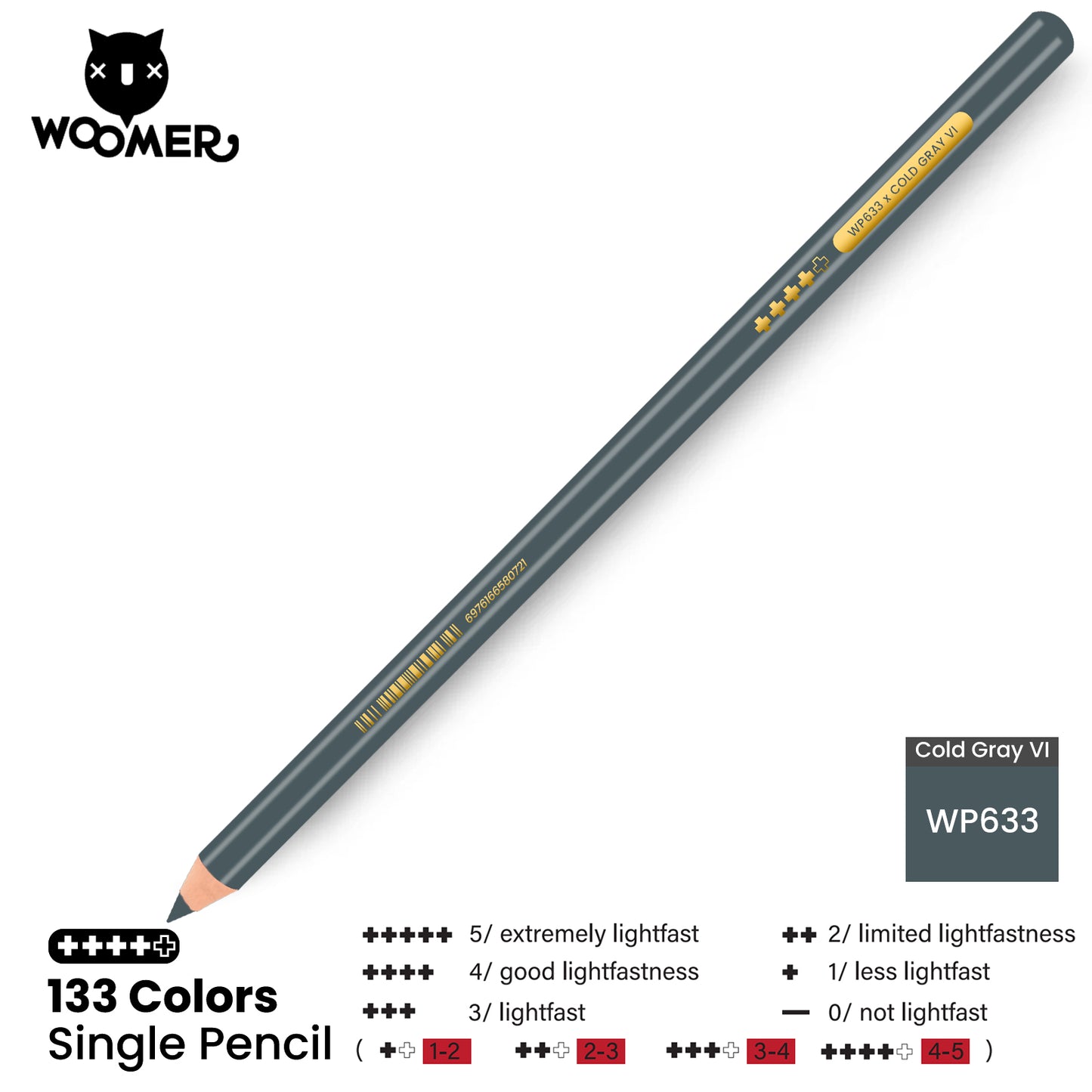 Woomer Single Colored Pencil Gray