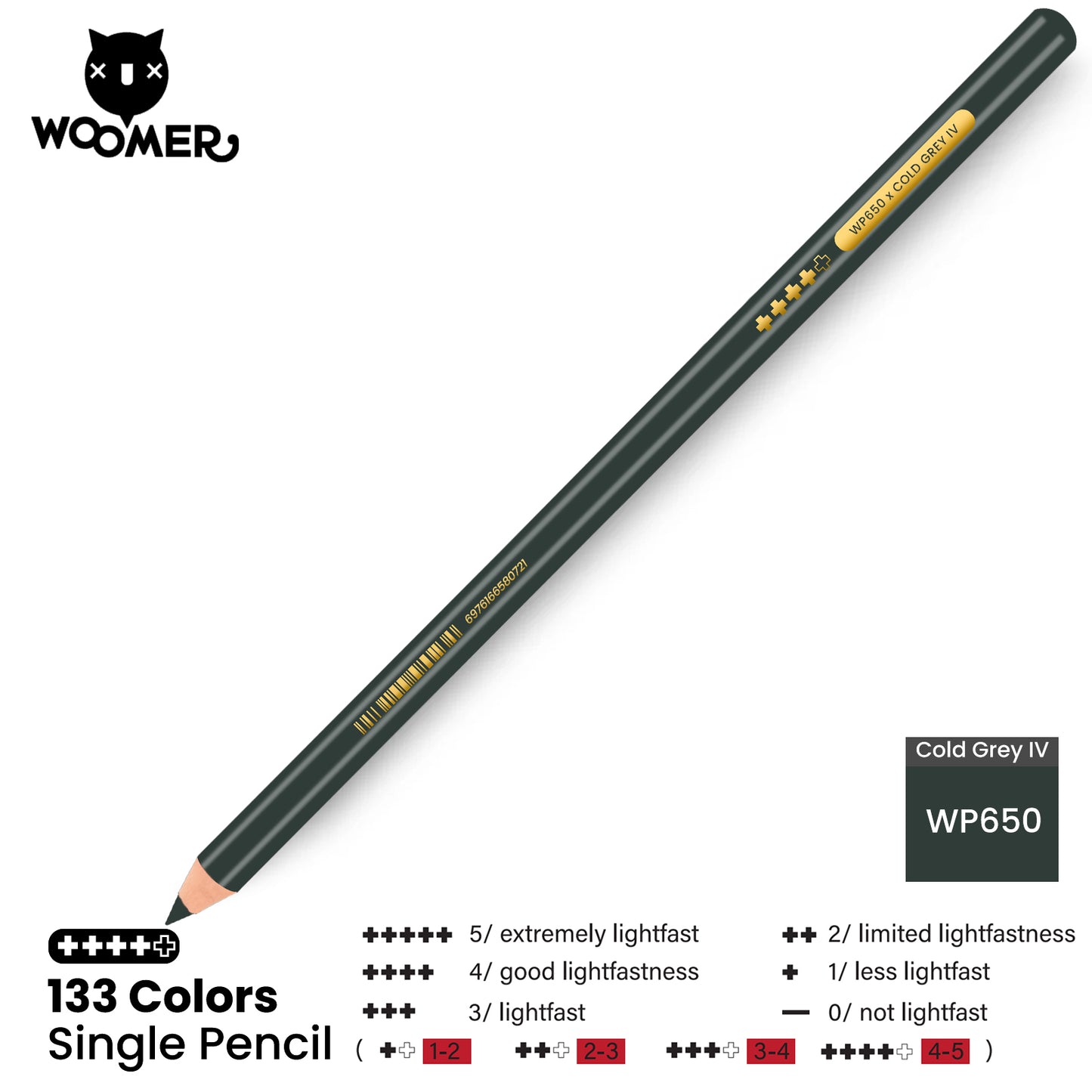 Woomer Single Colored Pencil Gray