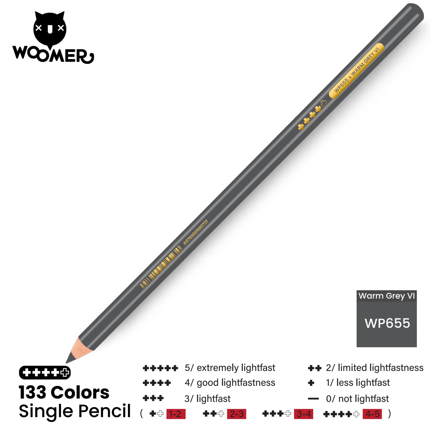 Woomer Single Colored Pencil Gray