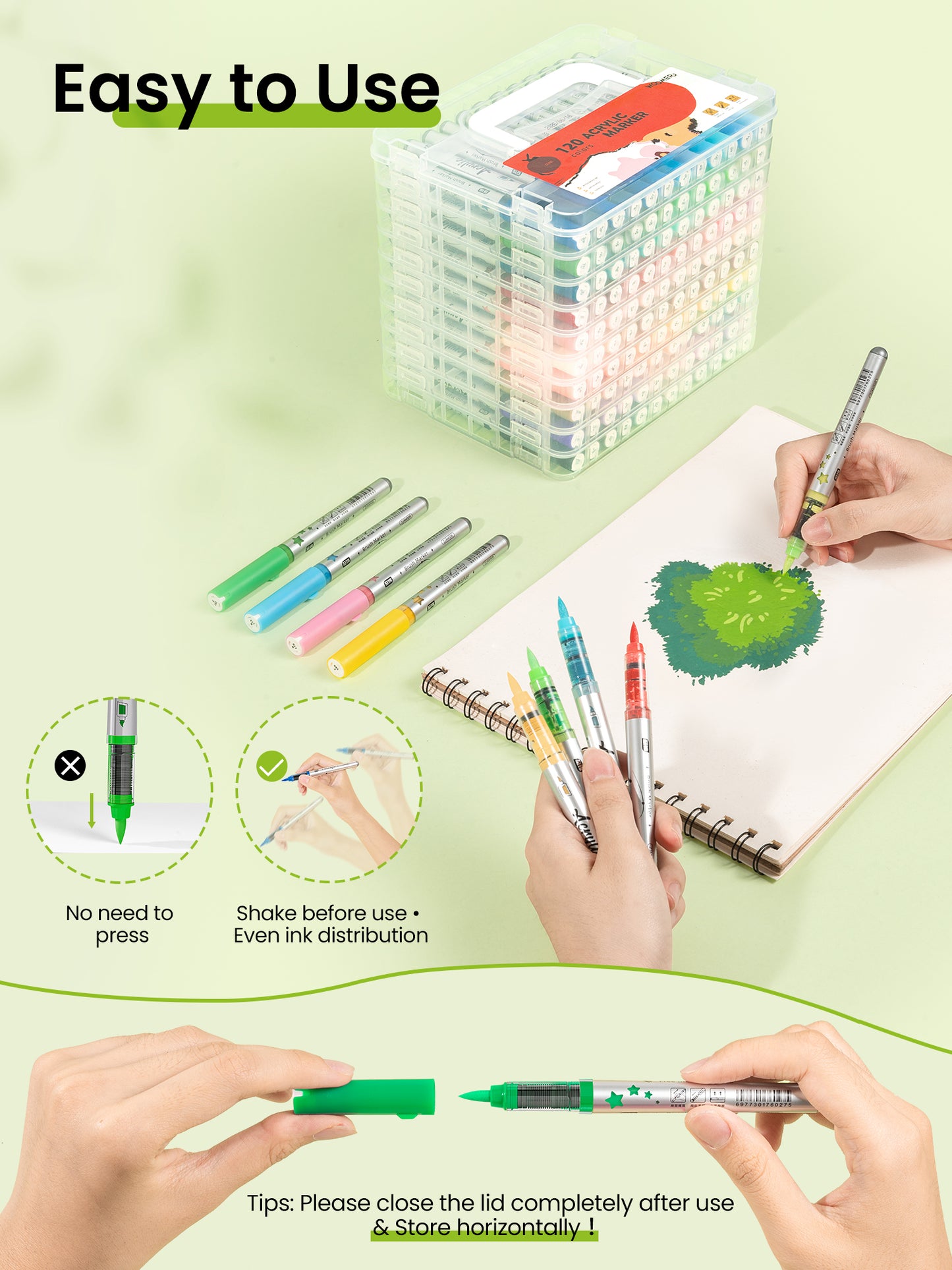 Woomer Green Tone Acrylic Paint Marker Set