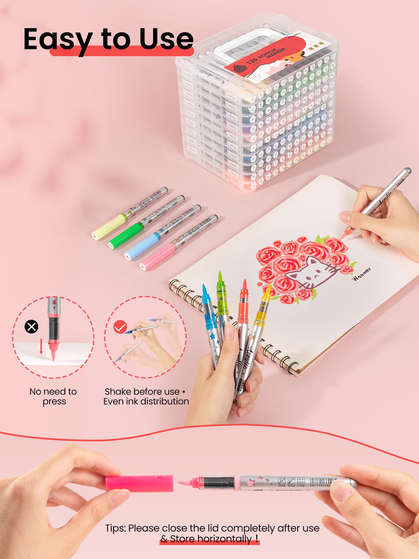 Woomer 120 Colors Acrylic Paint Markers