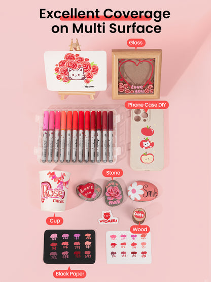 Woomer Red Tone Acrylic Paint Marker Set