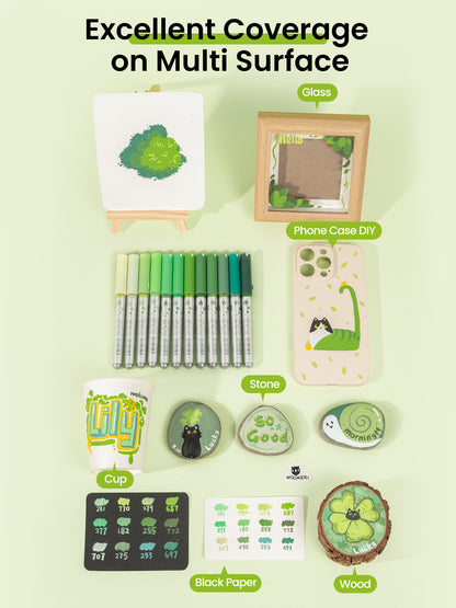 Woomer Green Tone Acrylic Paint Marker Set