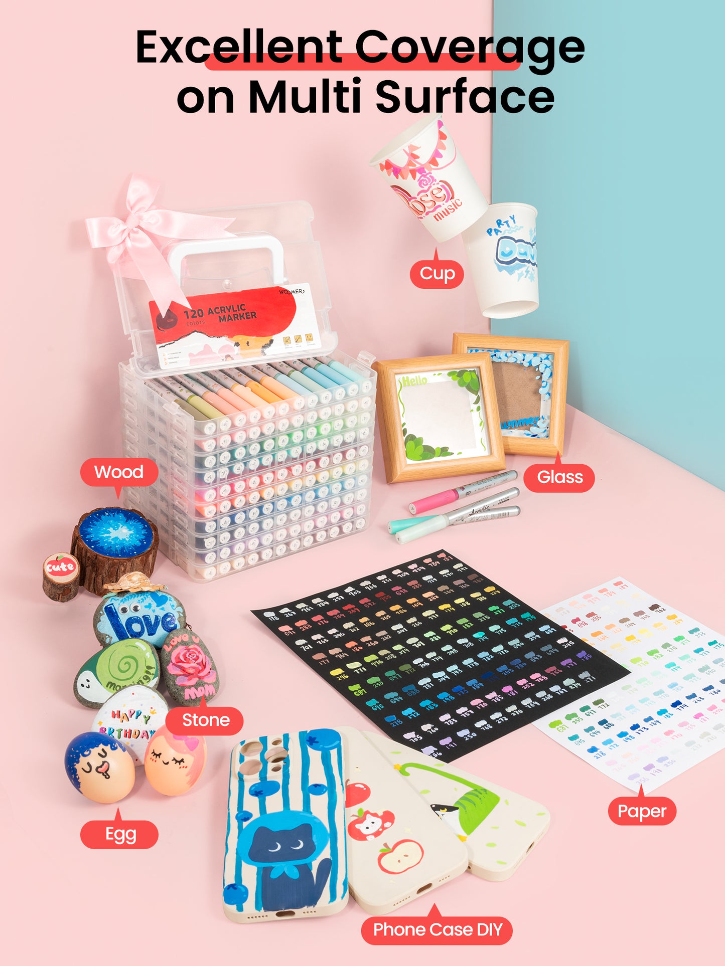 Woomer 120 Colors Acrylic Paint Markers