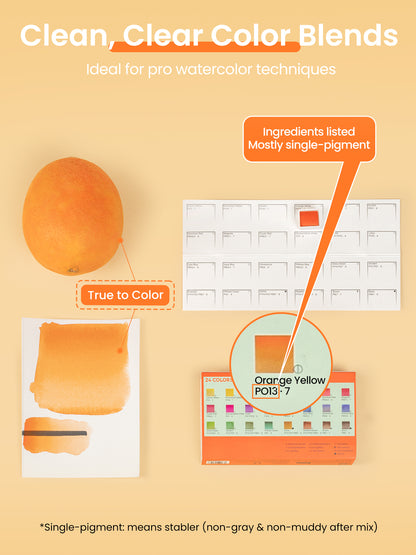 Woomer 24 Watercolor Paint Set - Solid Transparent Watercolor Paint for Professional