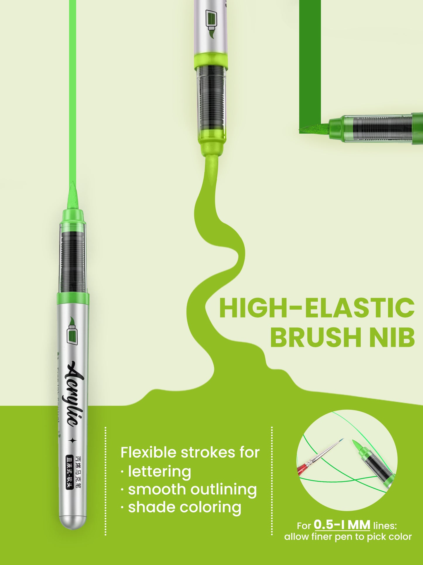 Woomer Green Tone Acrylic Paint Marker Set