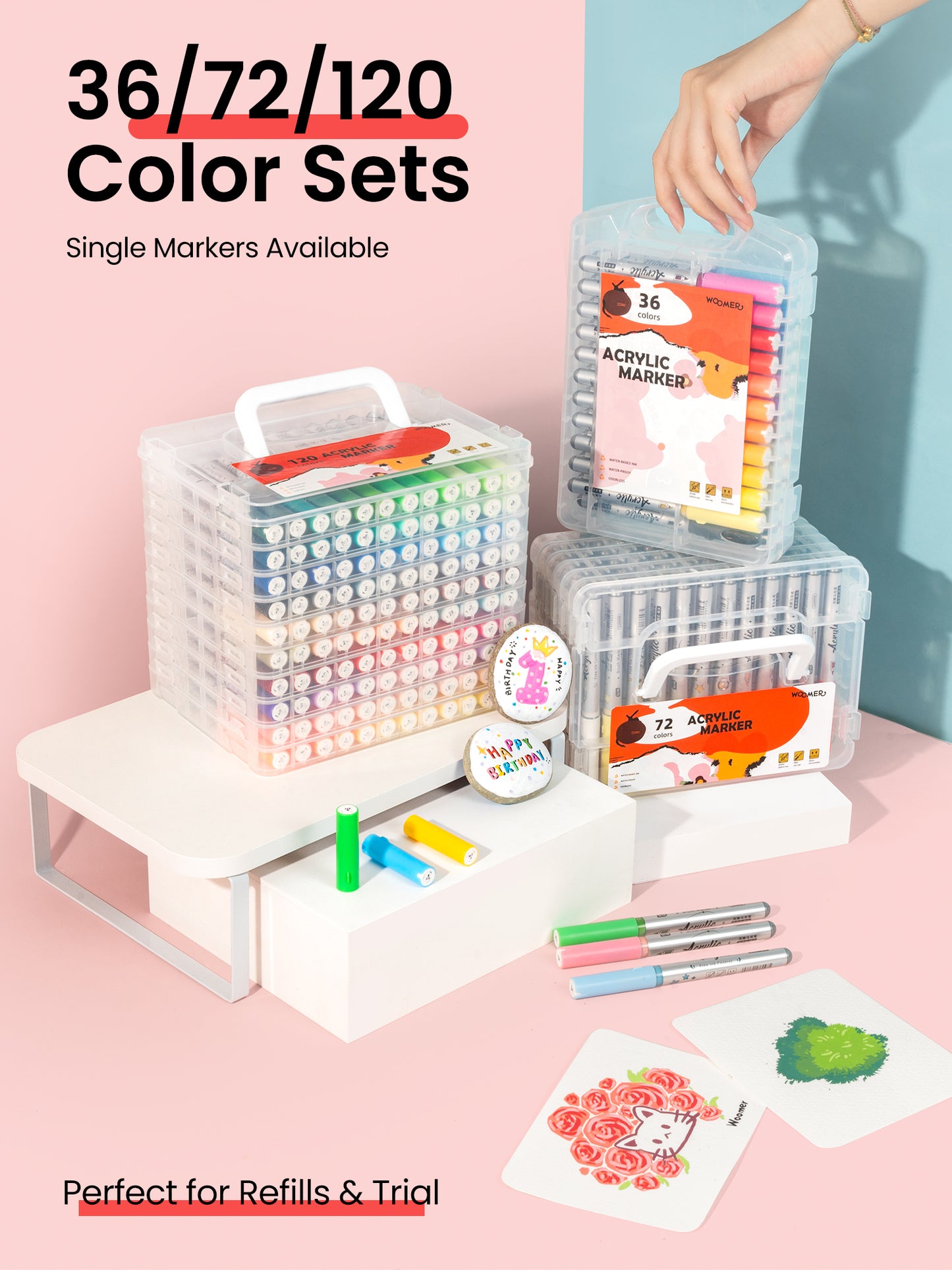 Woomer 36 Colors Acrylic Paint Markers