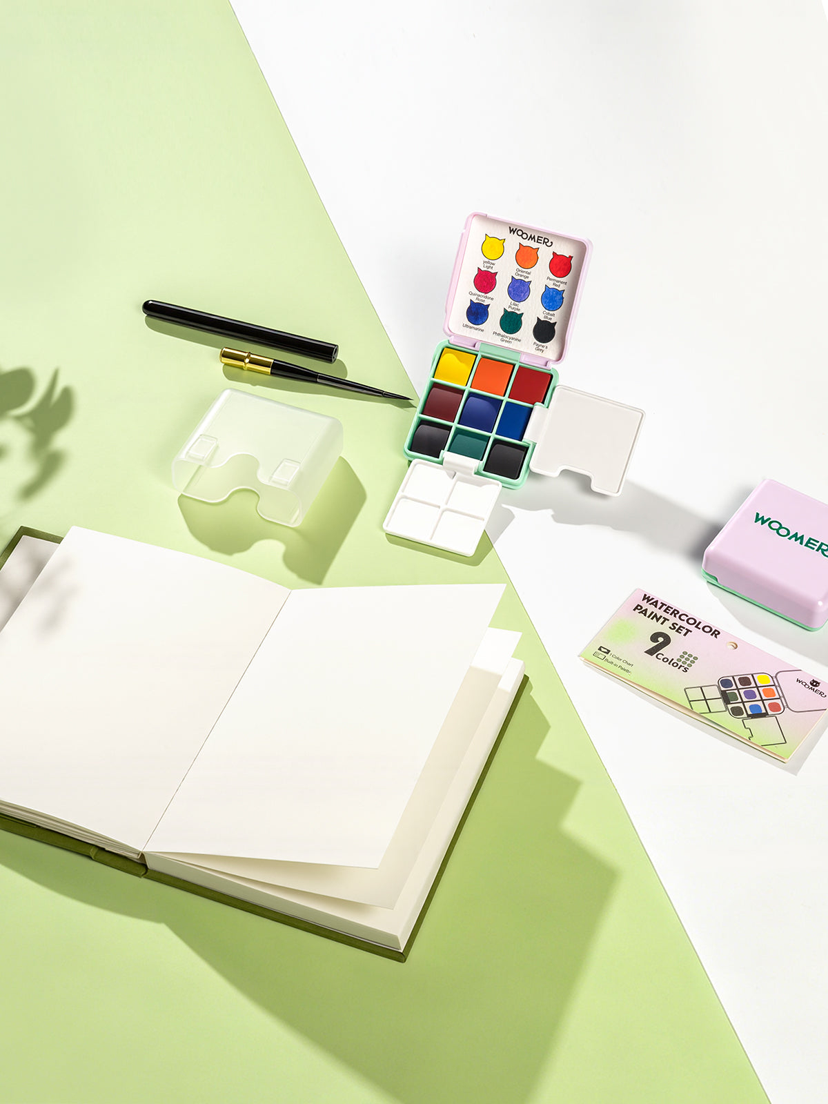 Coffret aquarelle de poche Woomer 9 couleurs : kit d'art de voyage portable 