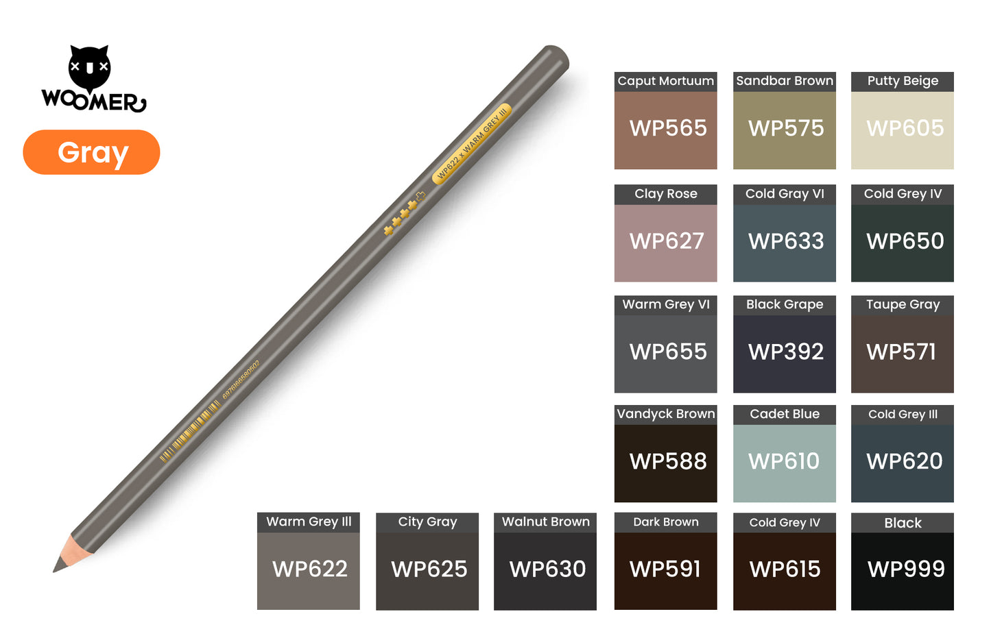 Woomer Single Colored Pencil Gray