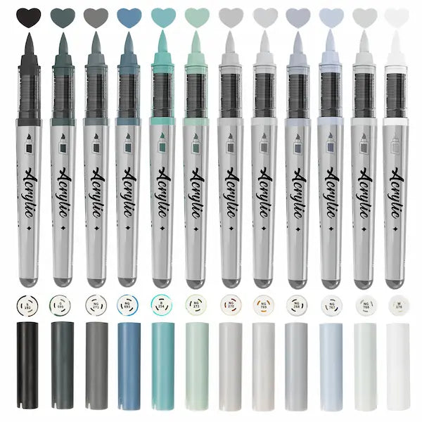 Woomer 12-Color Acrylic Marker Sets | Curated Theme Collections