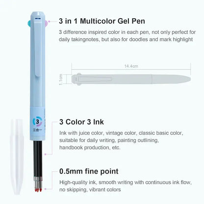 Bolígrafos de gel retráctiles Woomer 3 en 1: 0,5 mm, 6 unidades en 18 colores 