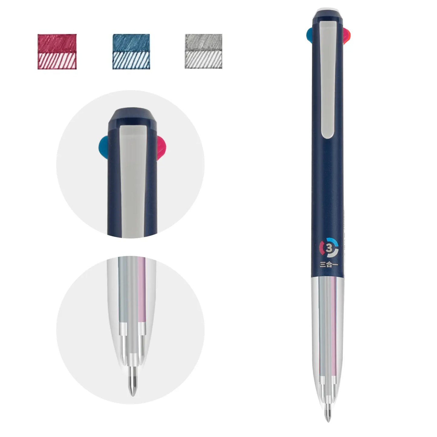 Woomer 3-in-1 Retractable Gel Pen Black