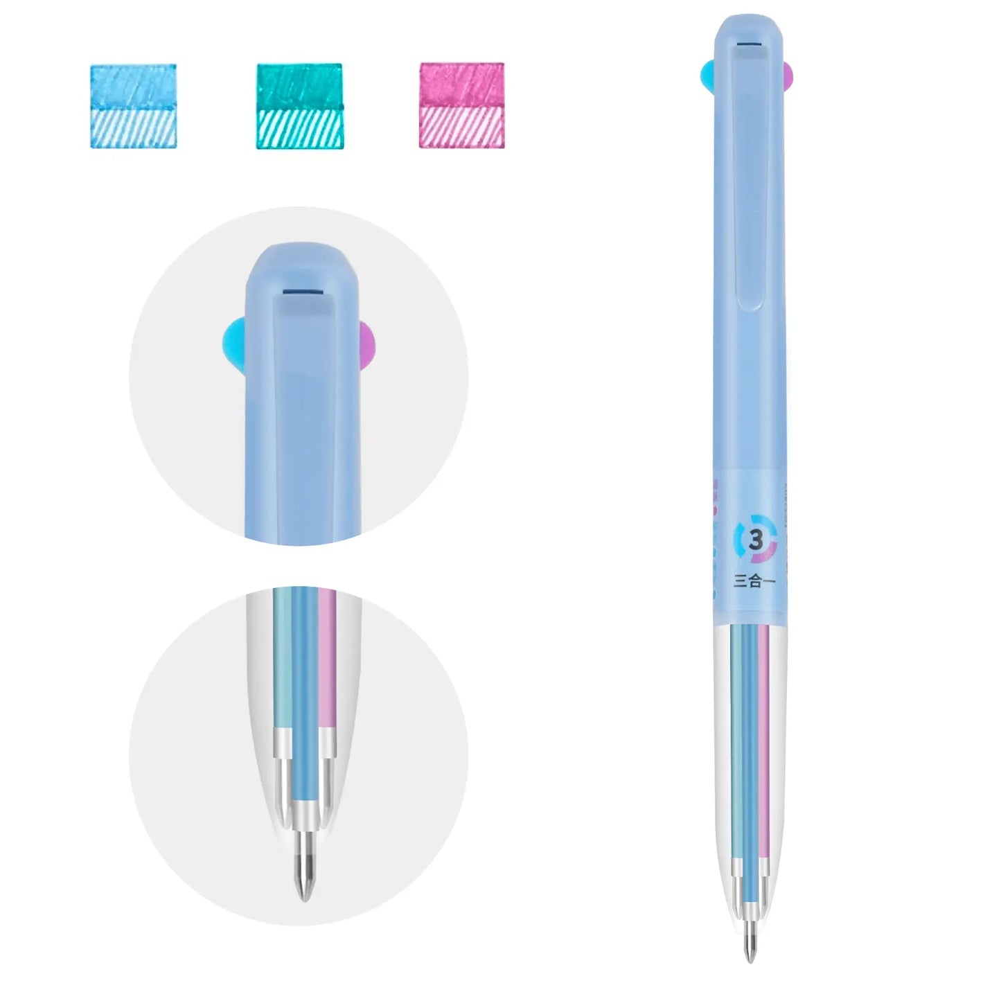 Stylos gel rétractables 3 en 1 Woomer - 0,5 mm, lot de 6 en 18 couleurs 