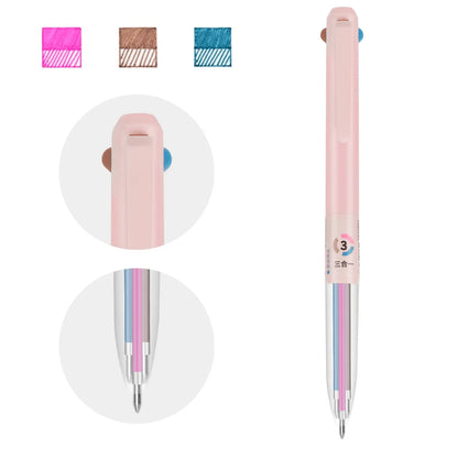 Woomer 3-in-1 Retractable Gel Pen Pink