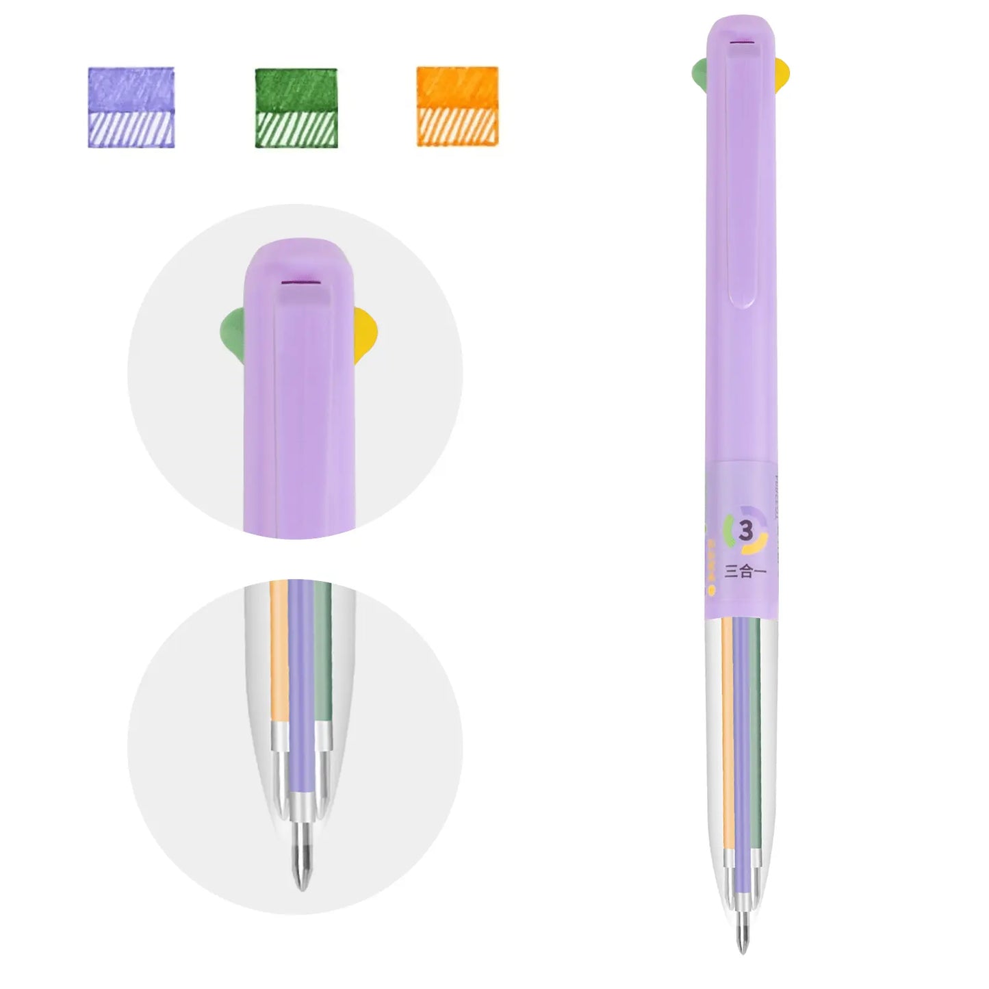 Stylos gel rétractables 3 en 1 Woomer - 0,5 mm, lot de 6 en 18 couleurs 