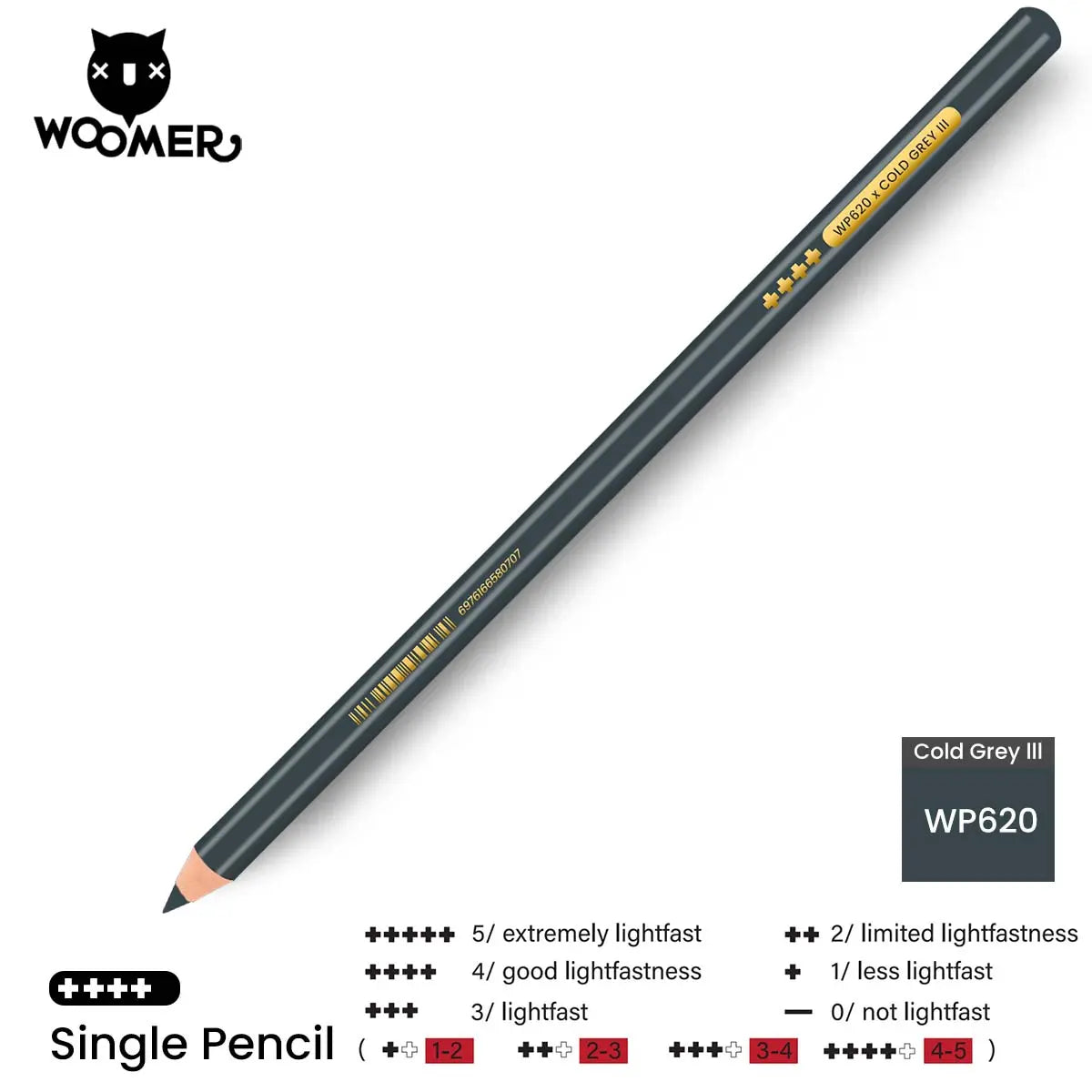 Woomer Single Colored Pencil Gray