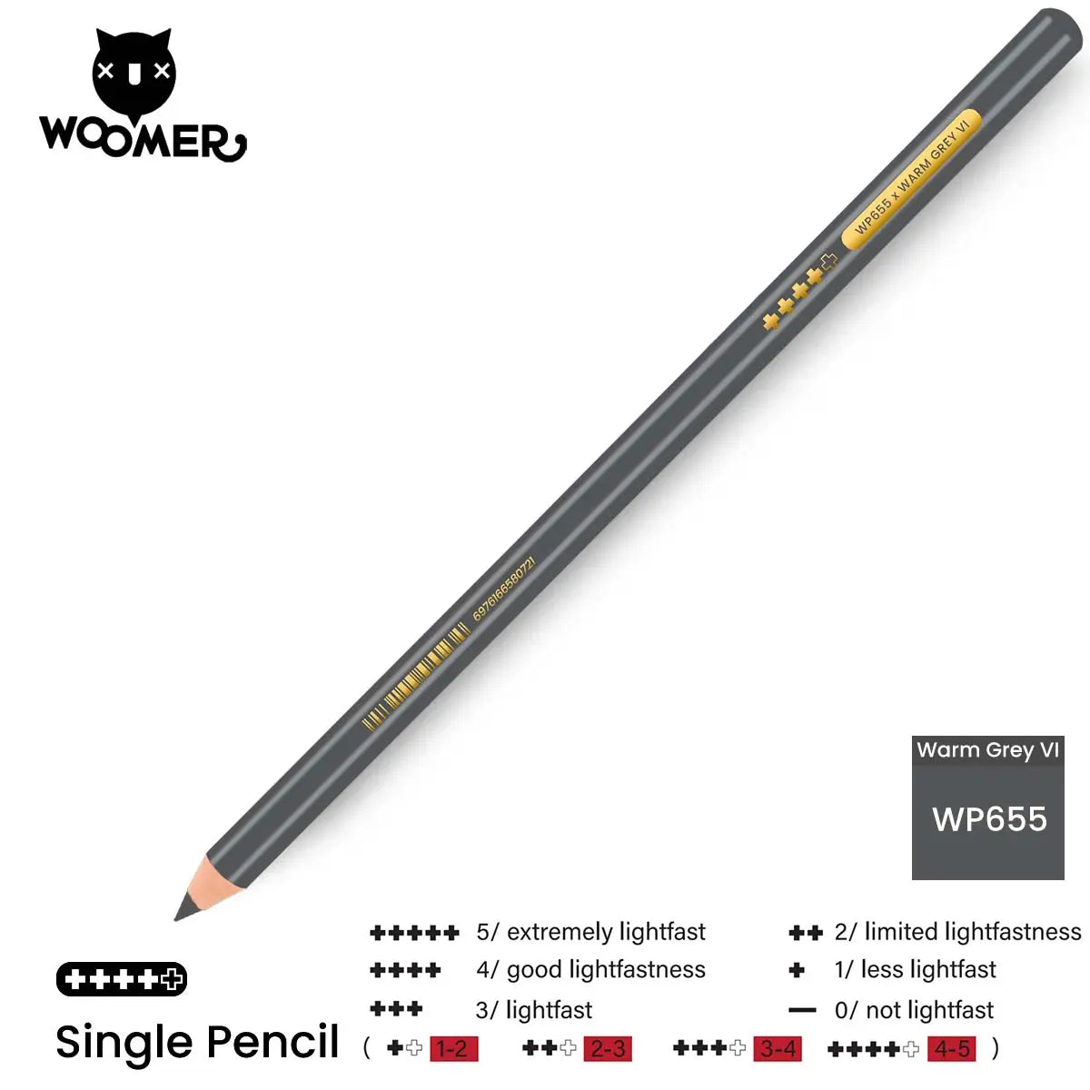 Woomer Single Colored Pencil Gray